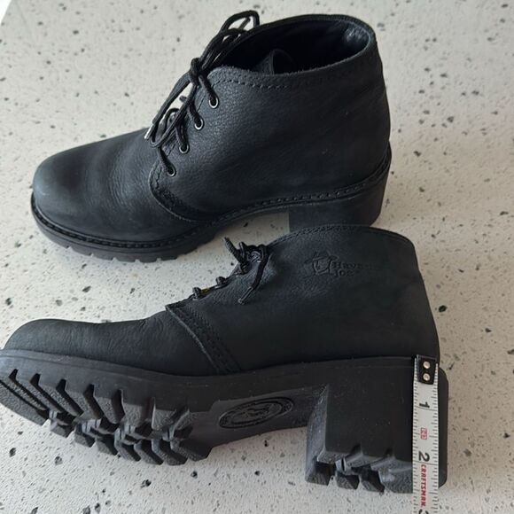 Havana Joe Black Oiled Leather Chukka Ankle Boots Women’s Block Heel Size EU 37 - Picture 2 of 12